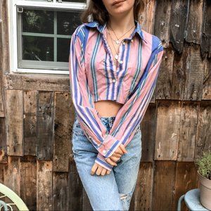 Lauren Ralph Lauren Pink Cropped Button Down